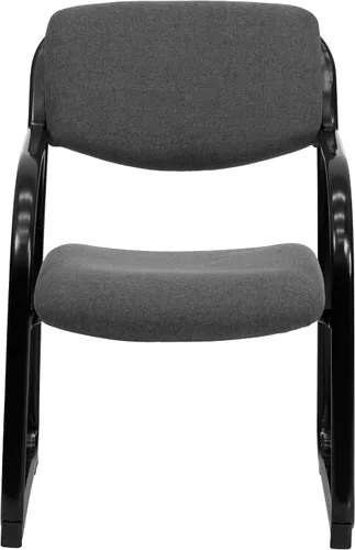Vista 8 de Flash Furniture Silla de recepción lateral ejecutiva de tela gris Richie con base de trineo
