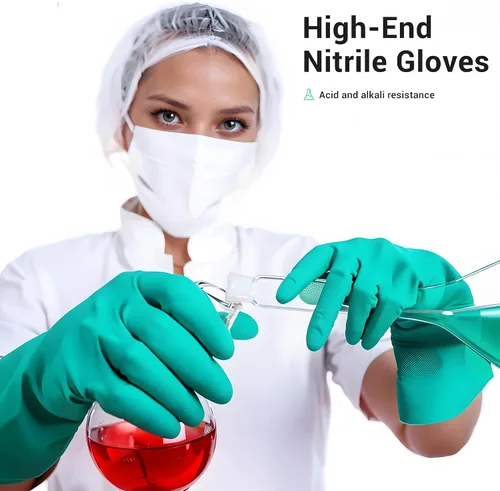 Vista 4 de ThxToms guantes de nitrilo para el hogar, resistentes al aceite, ácido, alcalinos y solventes 15mil,Reusable Heavy Duty Diswashing Gloves, Resist