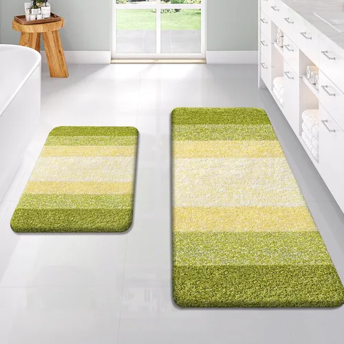 Vista 103 de OLANLY - Juego de tapetes para baño de 2 piezas, de microfibra, suaves y absorbentes, antideslizantes, lavables a máquina y para secadora, felpudos