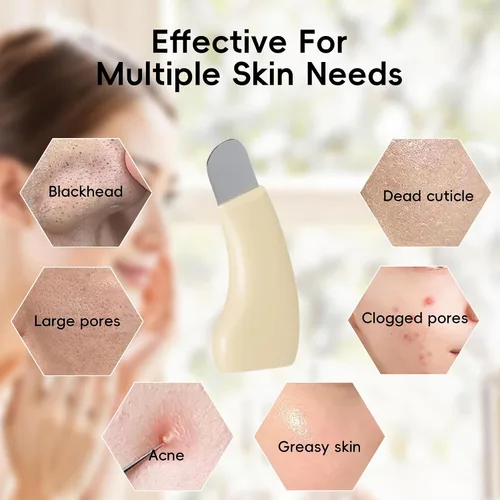 Vista 4 de Herramientas removedoras de puntos negros con cepillo, raspador facial de silicona para limpieza profunda, espátula facial, removedor de puntos
