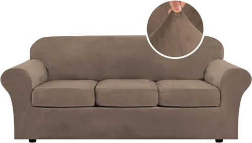 Vista 58 de H.VERSAILTEX - Funda elástica para sofá de 2 piezas, funda protectora de terciopelo, suave, con parte inferior elástica, con un ancho de hasta 49