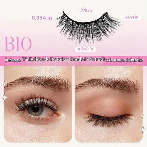 Vista 2 de CALAILIS Pestañas autoadhesivas, 5 pares de pestañas postizas a presión de aspecto natural, sin pegamento, reutilizables, pestañas postizas