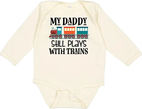 Vista 12 de inktastic Daddy Still Plays with Trains Long Sleeve Creeper