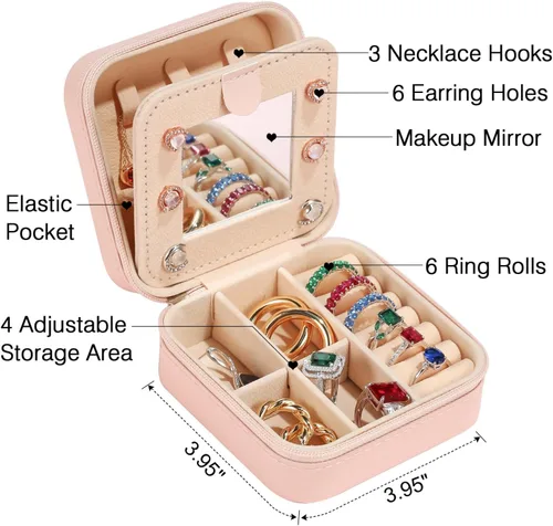 Vista 4 de Joyero imprescindible para profesores, joyero de viaje con inicial de perlas H Joyero pequeño Regalos personalizados para mujeres Regalos