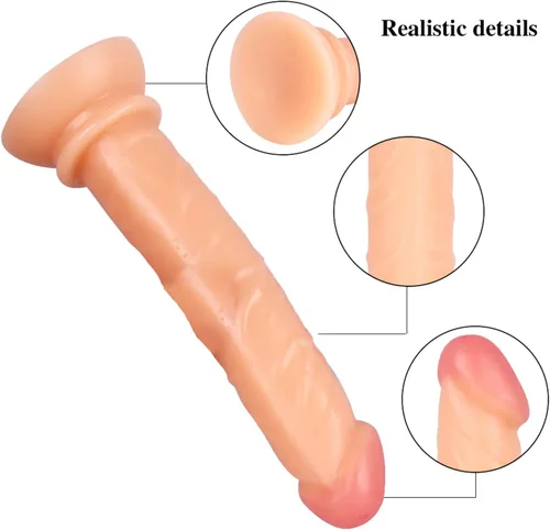 Vista 4 de Consolador realista de tamaño pequeño de 6 pulgadas con ventosa fuerte, consolador monstruo suave flexible realista para mujeres, juguete sexual