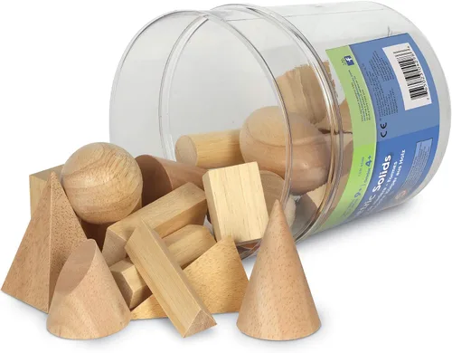 Vista 3 de Learning Resources Madera geométrica sólida, formas de madera para niños, juguetes Montessori, juego de 19