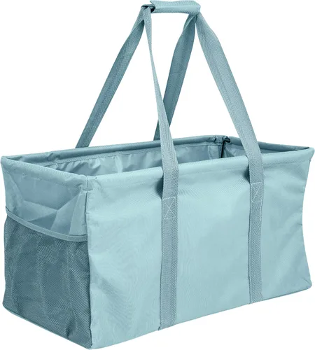 Vista 30 de Bolsa de utilidad extragrande Lucazzi - Cesta de lona rectangular plegable reutilizable con marco de alambre con dos bolsillos exteriores