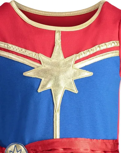 Vista 7 de Marvel Avengers Captain Marvel - Vestido de tul y diadema para niñas pequeñas color rojo 5-6