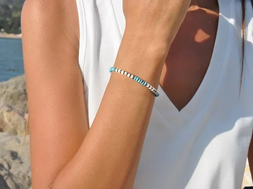 Vista 2 de XIJIN Pulseras pequeñas de cuentas de piedra para mujeres y hombres, hechas a mano, pulsera de piedra colorida, joyería, regalos de cumpleaños