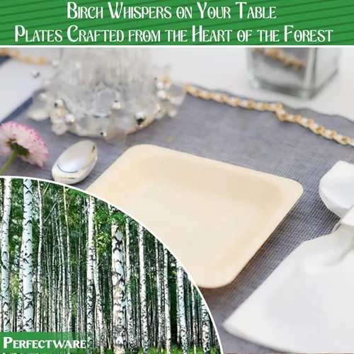 Vista 5 de Perfectware Earth Friendly - Platos desechables de madera de abedul de 5 pulgadas, totalmente naturales, de alta calidad, 100% compostables