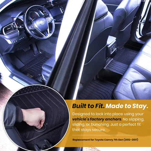 Vista 4 de orealtrend Alfombrillas de coche compatibles con Toyota Camry 7th 2012-2017, TPE para todo tipo de clima, resistente, a prueba de derrames