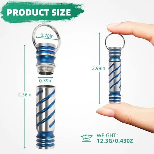 Vista 7 de JJFox Pastillero para llavero, pequeño contenedor de pastillas de titanio, pastillero, collar, contenedor de píldoras, llavero, portátil, Edc