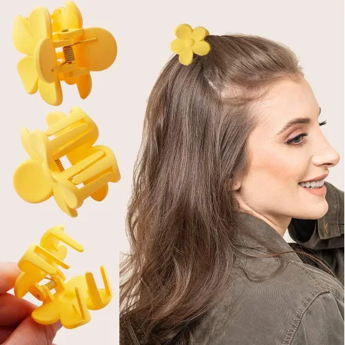 Vista 3 de Pinzas para el cabello pequeñas y lindas con flores para accesorios para el cabello, pinzas para el cabello para mujeres y niñas, color crema, 10