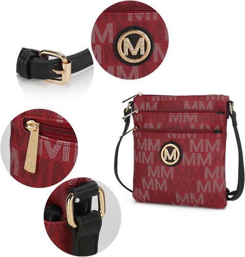 Vista 6 de MKF - Bolso cruzado para mujer - Bolso bandolera de piel sintética con triple cremallera - Bolso cruzado de bolsillo, correa para el hombro