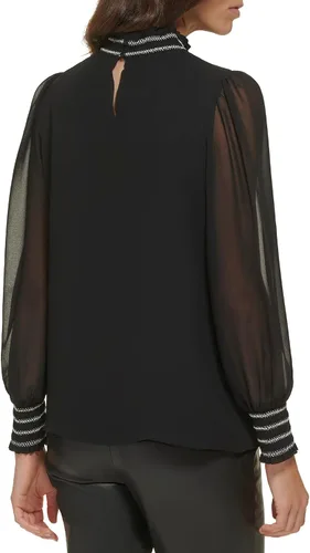 Vista 4 de Karl Lagerfeld Paris Top tejido de manga larga para mujer