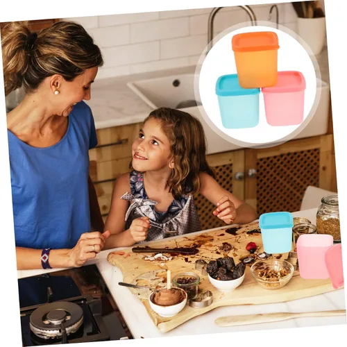 Vista 8 de BESTonZON Tarro casero redondo apilable, 9 unidades, para almacenamiento de sorbetes de terrario, postre de alimentos, yogur, congelador, portátil