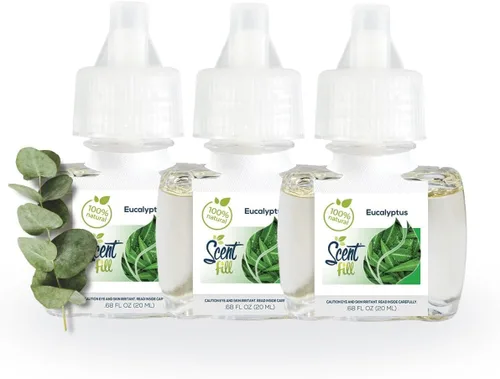 Vista 12 de Scent Fill Ambientador 100% natural de cereza y almendra con enchufe, recambios de aceite perfumado, 3 recambios