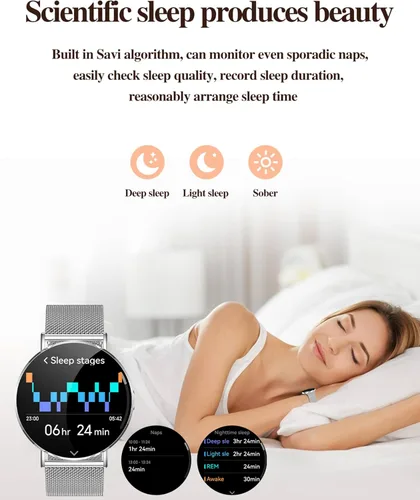 Vista 4 de Reloj inteligente para mujer, reloj inteligente Bluetooth para iPhone Android (respuesta/hacer llamadas) con AI, 1.32 pulgadas, esfera
