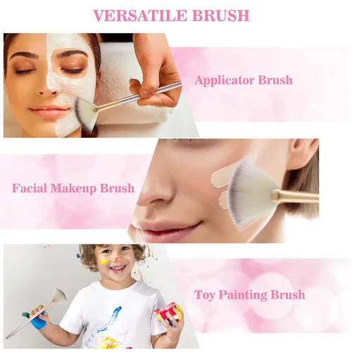 Vista 5 de 10 cepillos de abanico para tratamientos faciales, cepillos de máscara de abanico, aplicador de cepillos faciales suaves para máscara de barro