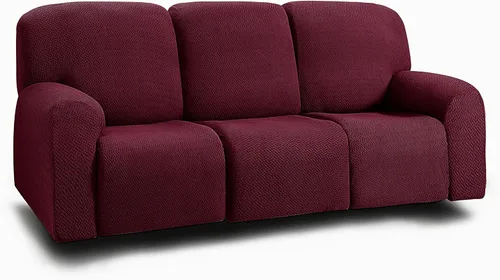 Vista 20 de ULTICOR Fundas jacquard para sofá reclinable de 8 piezas, fundas elásticas para sofá reclinable de 3 cojines, gruesas, suaves y lavables (estilo 3)