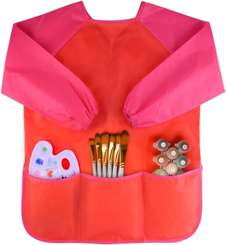 Vista 12 de KUUQA Delantal para Arte Impermeable para Niños, Delantales de Arte para Niños, Suministros para Pintar (Pinturas y pinceles no incluidos)