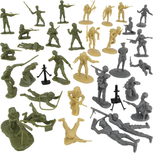 Vista 6 de BMC WW2 D-Day Plastic Army Men - 34 figuras de soldado estadounidense, británico, alemán