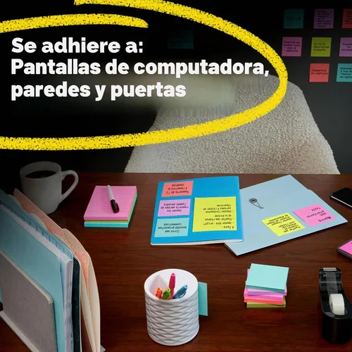 Vista 6 de Post-it Notas súper adhesivas, 4 x 6 pulgadas, 5 blocs, 2 veces el poder de adherencia, amarillo canario, reciclables