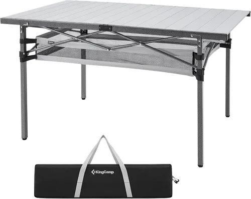 Vista 19 de KingCamp Mesa de Campamento Enrollable de Aluminio Plegable, Ligera, Grande, Portátil, Mesa de Campamento Plegable para Picnic, Camping, Barbacoa