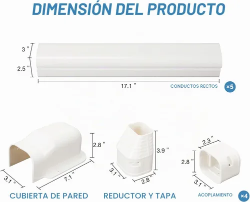 Vista 2 de Kit de cubierta de conjunto de líneas de 3" de ancho y 7.5 pies de largo para aires acondicionados mini split, cubierta de línea delgada de PVC