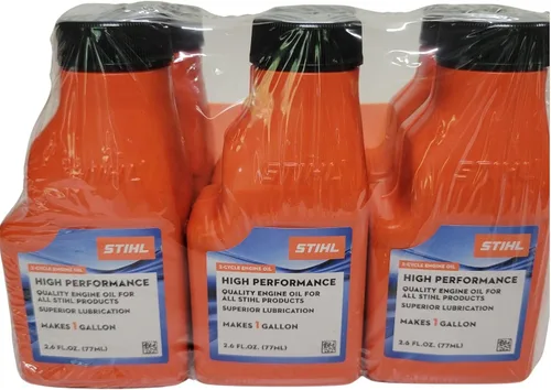 Vista 2 de STIHL 0781 319 8008. Aceite de motor de 2 ciclos de alto rendimiento de 2,6 Onzas. Paquete de 6