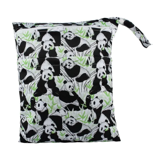 Vista 30 de Wet Bag - Bolsa de pañales de tela para bebé, reutilizable, lavable, con dos bolsillos con cremallera (mapache animal)