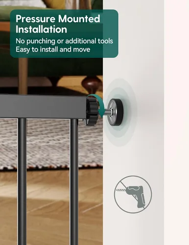 Vista 9 de Babelio - Puerta para bebé mejorada con puerta ajustable para gatos, CatPrivilege, puerta duradera para perros de 29-43 pulgadas con cierre Negro