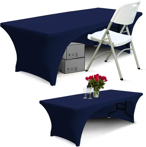 Vista 15 de ABCCANOPY - Mantel elástico de 1,2 m para mesa, ajustado, con parte trasera abierta, lavable, salvamanteles para mesas rectangulares, color negro