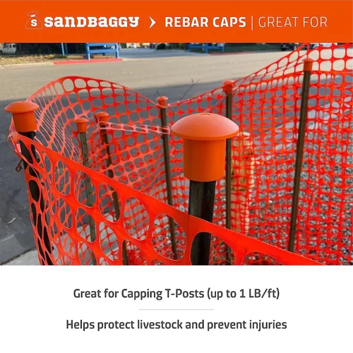 Vista 5 de Sandbaggy Tapas de seguridad de hongos para barras de refuerzo #3 a #8 Estacas de concreto Tapas de postes en T Reutilizables varias veces
