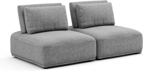 Vista 29 de Furniture of America Tatiana Modern Boucle - Sofá modular de 2 plazas con respaldo ajustable para sala de estar, oficina, combinación libre Boucle