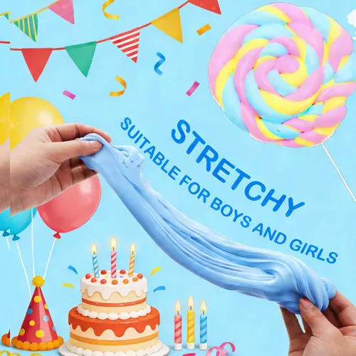 Vista 5 de Paquete de 5 kits de slime de mantequilla, regalos de cumpleaños para niños, recuerdo de fiesta para niñas y niños, no pegajoso, juguete de lodo