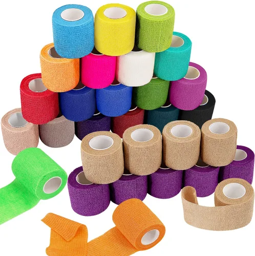 Vista 18 de BQTQ 30 rollos de vendajes autoadhesivos de 3 pulgadas, vendajes autoadhesivos de 3 pulgadas, vendaje elástico para esguinces de hinchazón de muñeca