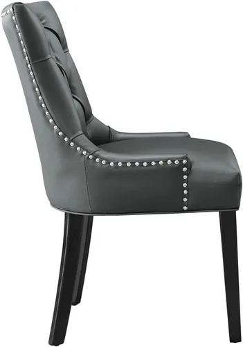 Vista 6 de Regent - Silla de comedor de cuero vegano copetudo en color gris