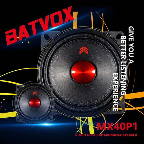 Vista 6 de MX40P1 Altavoz de Rango Medio de 4 Pulgadas 120 Vatios 4 Ohmios Tapa Antipolvo Roja, Altavoces de Audio de Calidad Premium para Puerta de Automóvil