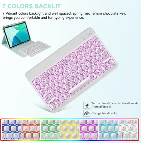 Vista 2 de Funda de teclado para iPad Pro11 "1ª/2ª/3ª/4ª generación con soporte para lápices, compatible con iPad Air4/Air5/Air de 11 pulgadas M2, teclado