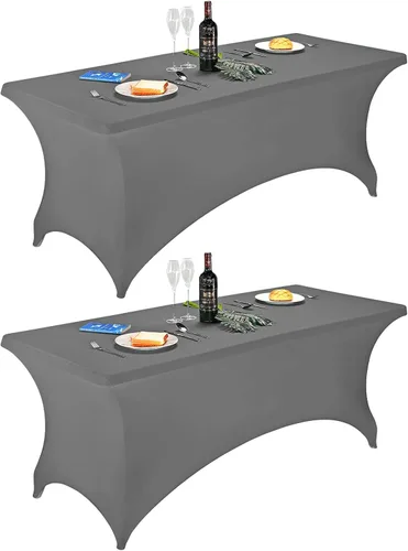 Vista 70 de FORLIFE - Funda de mesa de elastano, mantel ajustado de 4 pies para mesas rectangulares, funda elástica para patio, universal para bodas, banquetes