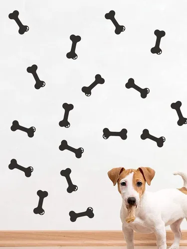 Vista 4 de Juego de 40 calcomanías de pared de huesos para decoración del espacio de perrito, calcomanías de pared de hueso de perro, casa de cachorro, hogar