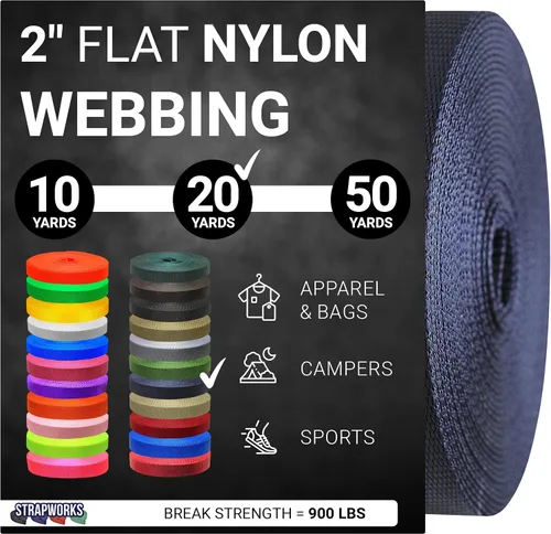 Vista 42 de Strapworks - Correa de nailon resistente de 2 pulgadas para cinturón, mochila, correa, collar, correa de perro, sujeción y más, 9, 18 o 45.7 metros