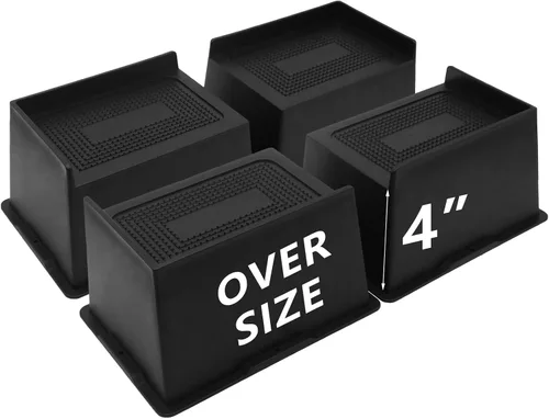 Vista 15 de Paquete de 4 elevadores de cama de 2 pulgadas, elevadores de muebles de gran tamaño resistentes, elevadores de cama extra anchos para mesa, sofá