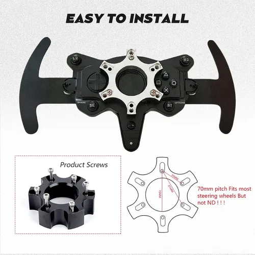 Vista 4 de Htostar Racing Steering Wheel Adapter Plate 70MM 2.75" Compatible With Ferrari T300RS 599 P310R38 Sparco Set