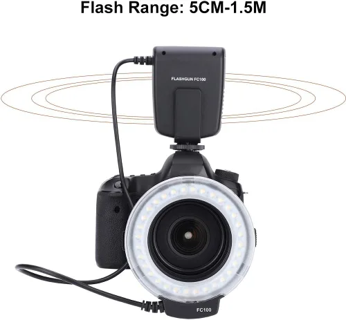 Vista 6 de Paquete de flash LED 5500k FC-100 portátil con controlador de flash flash LED universal 32 cuentas de lámpara LED Kit de luz de relleno para cámara