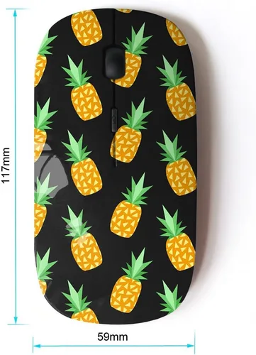 Vista 2 de Ratón inalámbrico de fruta de piña negra de 2,4 GHz con diseño ergonómico y receptor nano