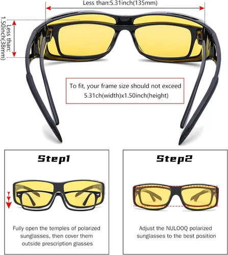 Vista 3 de NULOOQ Sunglasses Fit Over Glasses, Polarized Lens Wear Over Prescription Glasses, Wrap Around Sunglasses for Men Women