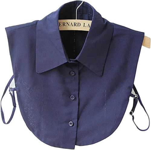 Vista 7 de 3 piezas de cuello falso desmontable Dickey cuello blusa media camisas falso cuello para mujeres niñas azul marino rosa, rosado, azul, azul marino