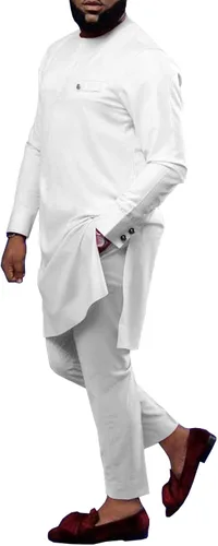 Vista 3 de Ropa africana para hombre, Bazin Riche Dashiki - Conjunto de 2 piezas, traje africano tribal